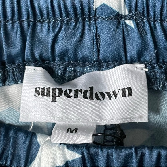 New! Superdown Miranda Blue/White Star Print Allover Track Pants 35384 - Picture 8 of 11